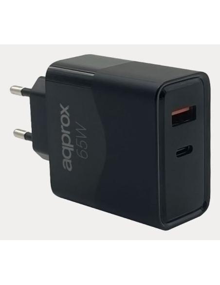 Approx APPUSBWALL65W cargador de dispositivo móvil Universal Negro Corriente alterna Carga rápida Interior