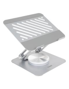 TooQ Soporte de Sobremesa con rotación 360° y ajustable para dispositivos de hasta 13”, Color Plata
