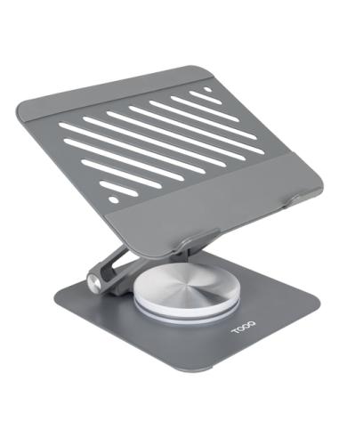 TooQ Soporte Elevador con rotación 360° y ajustable, para dispositivos de hasta 13”, Color Gris Oscuro