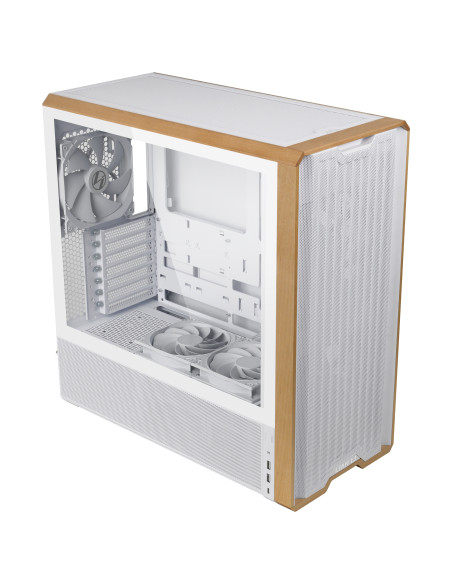 Lian Li Lancool LAN217W carcasa de ordenador Midi Tower Blanco, Madera
