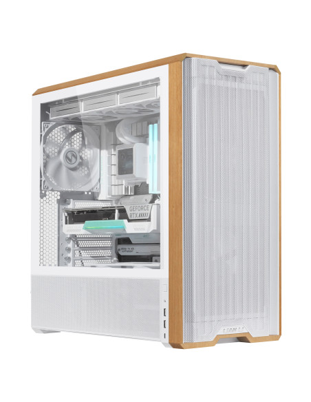 Lian Li Lancool LAN217W carcasa de ordenador Midi Tower Blanco, Madera