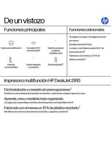 HP DeskJet 2910 Inalámbrico All-in-One Color Impresora