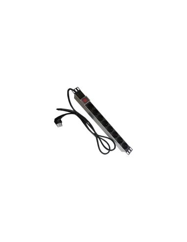 POWERGREEN RAC-00014-PDU PDU TIPO REGLETA DE ALUMINIO CON 8 TOMAS MAS INTERRUPTOR Y CABLE DE 2 M