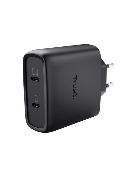 Trust Maxo Cargador GaN USB-C de 2 puertos de 65 W - Negro