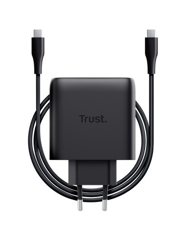 Trust Maxo Cargador GaN USB-C de 2 puertos de 65 W - Negro