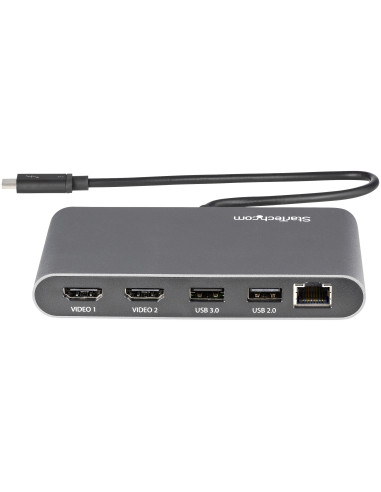StarTech.com Mini Dock Thunderbolt 3 - Docking Station Portátil para 2 Monitores con HDMI 4K de 60Hz, 2x Hub USB-A (3.0 2.0),
