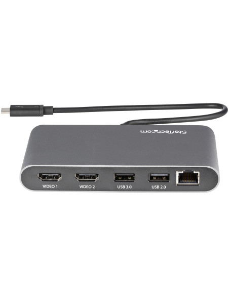 StarTech.com Mini Dock Thunderbolt 3 - Docking Station Portátil para 2 Monitores con HDMI 4K de 60Hz, 2x Hub USB-A (3.0 2.0),
