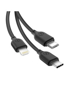 PINBOX Cable Carga Rápida 3 en 1 Micro USB + Tipo C + Lightning a USB Negro NB103 2