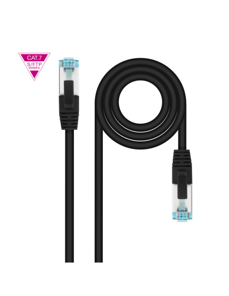 Nanocable Cable de Red Cat.7 600MHZ LSZH SFTP PIMF AWG26, Negro, 25 cm