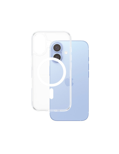 PanzerGlass ® HardCase Transparent w. White MagSafe iPhone 16 funda para teléfono móvil Transparente
