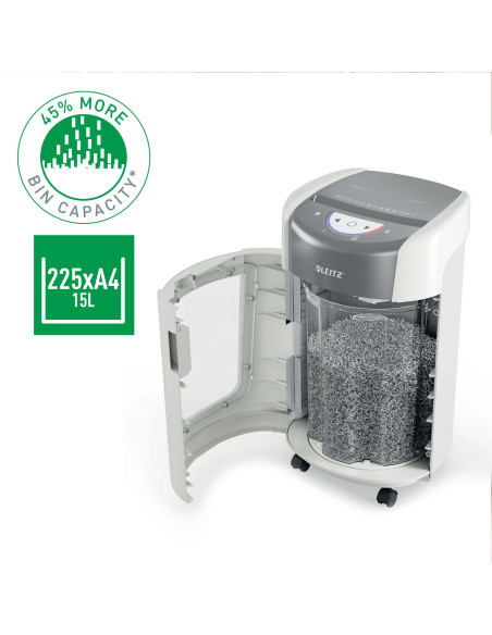 Leitz IQ OptiMax Home Office 225 triturador de papel Microcorte 58 dB Gris, Blanco