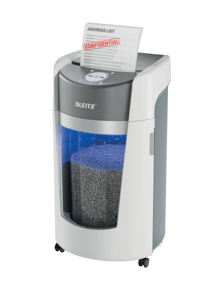 Leitz Destructora de Papel IQ OptiMax Office Microcorte Seguridad P5 35L - Blanca