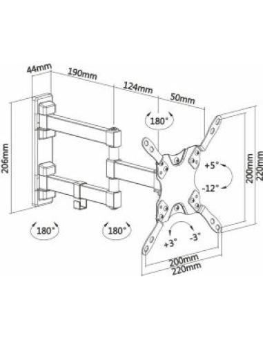 soporte de pared extensible giratorio inclinable nivelable para tv de 13-42' hasta 20kg