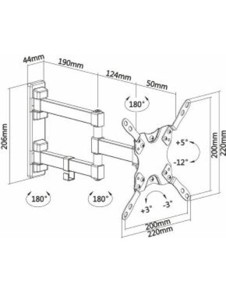 soporte de pared extensible giratorio inclinable nivelable para tv de 13-42' hasta 20kg