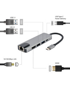 Gembird A-CM-COMBO5-04 base para portátil y replicador de puertos Alámbrico USB 3.2 Gen 1 (3.1 Gen 1) Type-C Plata 2