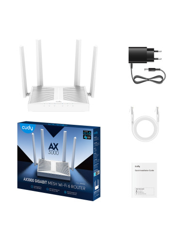 Cudy WR3000E router inalámbrico Gigabit Ethernet Doble banda (2,4 GHz   5 GHz) Blanco