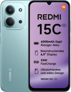 Xiaomi Redmi 15C 17,5 cm (6.9") 5G USB Tipo C 4 GB 128 GB 6000 mAh Verde