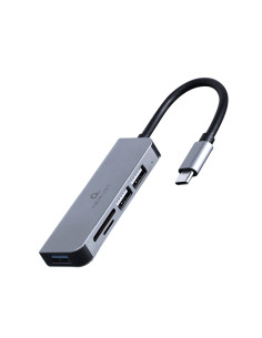 Gembird UHB-CM-CRU3P1U2P2-01 base para portátil y replicador de puertos Alámbrico USB 3.2 Gen 1 (3.1 Gen 1) Type-A Plata