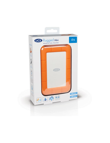 LaCie Rugged Mini disco duro externo 2 TB 5400 RPM Micro-USB B 3.2 Gen 1 (3.1 Gen 1) Naranja, Plata