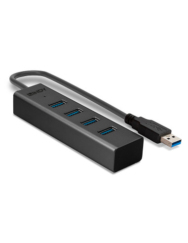 Lindy 43324 hub de interfaz USB 3.2 Gen 1 (3.1 Gen 1) Type-A 5000 Mbit s Negro