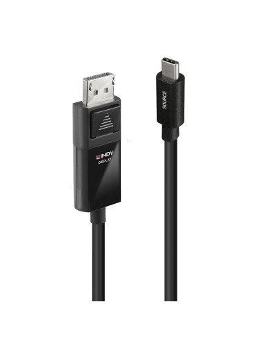 Lindy 43342 adaptador de cable de vídeo 2 m USB Tipo C DisplayPort Negro