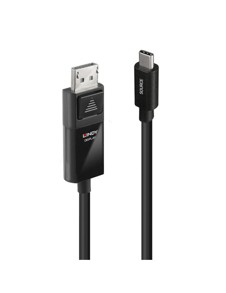 Lindy 43342 adaptador de cable de vídeo 2 m USB Tipo C DisplayPort Negro