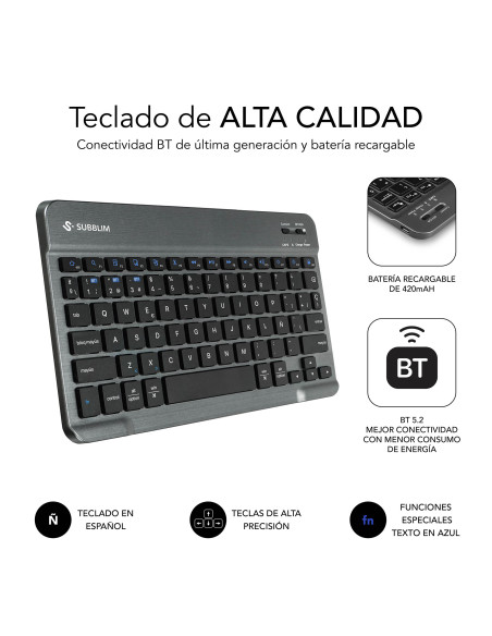 SUBBLIM SUBKT3-BTS070 funda para tablet 27,9 cm (11") Libro Negro