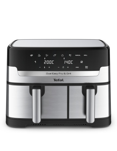 Tefal Dual Easy Fry & Grill EY905D Doble 8,3 L Independiente 2700 W Freidora de aire caliente Acero inoxidable