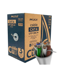 Phasak Bobina de cable de red UTP Cat.6 cobre LSZH CPR Cca 305 m gris – PHR 6201