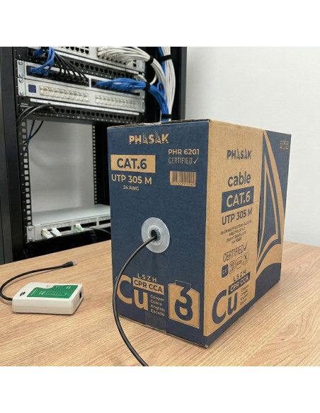 Phasak Bobina de cable de red UTP Cat.6 cobre LSZH CPR Cca 305 m gris – PHR 6201