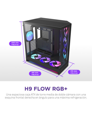 NZXT H9 Flow RGB+ Midi Tower Negro