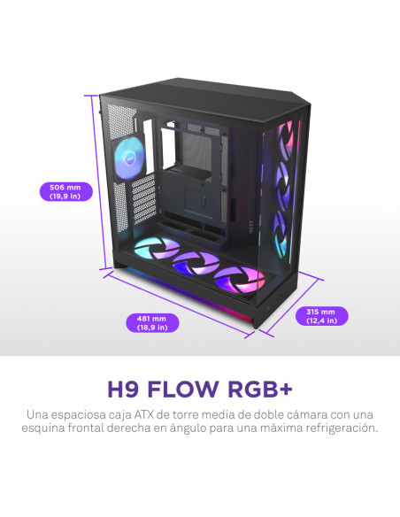 NZXT H9 Flow RGB+ Midi Tower Negro