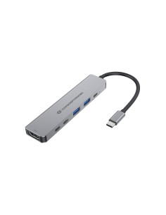 Conceptronic DONN33G base para portátil y replicador de puertos Alámbrico USB 3.2 Gen 1 (3.1 Gen 1) Type-C Plata
