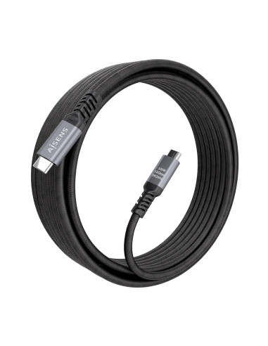 AISENS Cable USB 3.2 Gen2 Aluminio 10Gbps 8K@30Hz 5A 100W E-Mark, Tipo USB-C M-USB-C M, Negro, 5.0m
