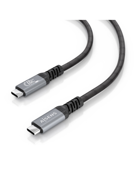 AISENS Cable USB 3.2 Gen2 Aluminio 10Gbps 8K@30Hz 5A 100W E-Mark, Tipo USB-C M-USB-C M, Negro, 5.0m