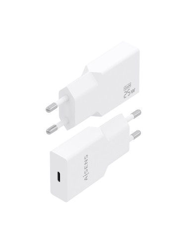 AISENS Cargador Ultra Delgado GaN 25W, 1xUSB-C PD3.0, Blanco