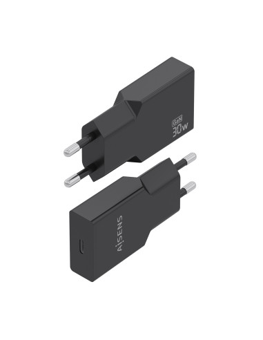 AISENS Cargador Ultra Delgado GaN 30W, 1xUSB-C PD3.0, Negro