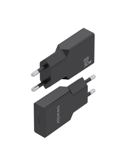 AISENS Cargador Ultra Delgado GaN 30W, 1xUSB-C PD3.0, Negro