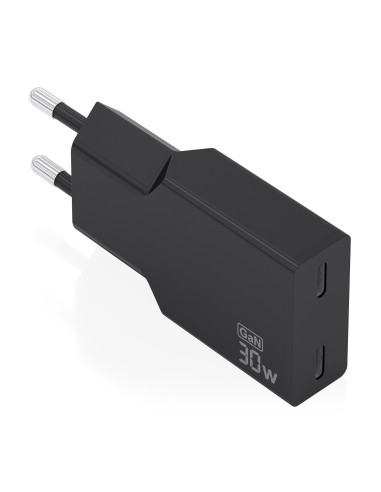 AISENS Cargador Ultra Delgado GaN 30W, 2xUSB-C PD3.0, Negro