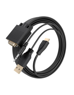 AISENS Cable Conversor SVGA+Audio a HDMI, SVGA M+Jack 3.5 M+USB-A M-HDMI A M, Negro, 2.0m 2