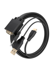 AISENS Cable Conversor HDMI a SVGA+Audio, HDMI A M-SVGA M+Jack 3.5 M+USB-A M, Negro, 1.5m 2