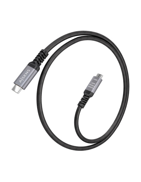 AISENS Cable USB4 Gen3x2 Aluminio 40Gbps 8K@60Hz 5A 48V 240W E-Mark, Tipo USB-C M-USB-C M, Negro, 1.0m