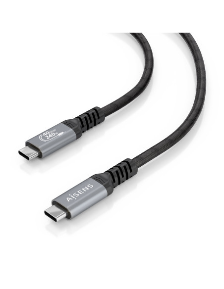 AISENS Cable USB4 Gen3x2 Aluminio 40Gbps 8K@60Hz 5A 48V 240W E-Mark, Tipo USB-C M-USB-C M, Negro, 1.0m