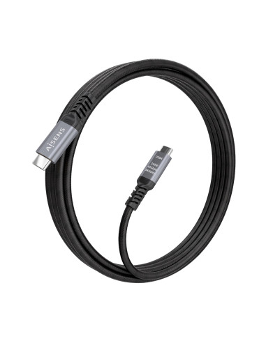 AISENS Cable USB4 Gen3x2 Aluminio 40Gbps 8K@60Hz 5A 48V 240W E-Mark, Tipo USB-C M-USB-C M, Negro, 2.0m