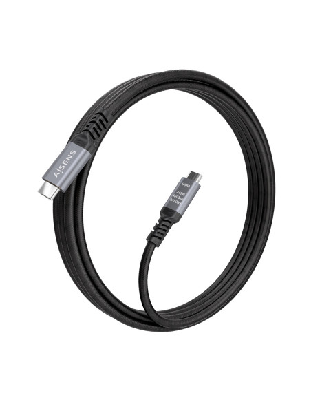 AISENS Cable USB4 Gen3x2 Aluminio 40Gbps 8K@60Hz 5A 48V 240W E-Mark, Tipo USB-C M-USB-C M, Negro, 2.0m