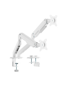 AISENS Soporte de Mesa Eco Contrapeso Giratorio e Inclinable para Monitor TV 9kg (3 PIVOTES, 2 BRAZOS) de 17-32, Blanco