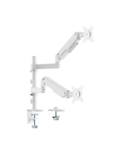 AISENS Soporte de Mesa Eco Contrapeso Giratorio e Inclinable para Monitor TV 9kg (3 PIVOTES, 2 BRAZOS) de 17-32, Blanco