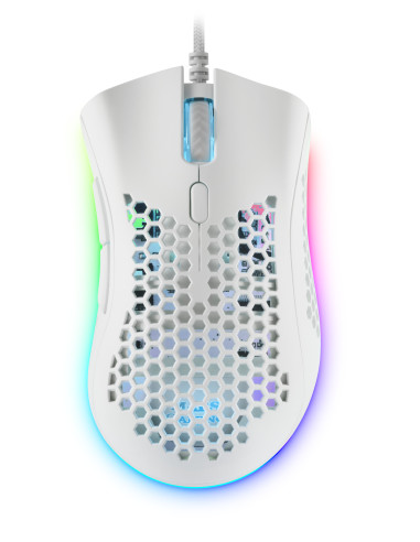 Mars Gaming MMEX, Ratón Gaming RGB, 32K DPI, Cable Feather, Switches Ópticos, Blanco, One Size