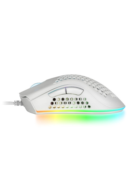 Mars Gaming MMEX, Ratón Gaming RGB, 32K DPI, Cable Feather, Switches Ópticos, Blanco, One Size
