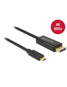 DeLOCK 85256 adaptador de cable de vídeo 2 m USB Tipo C DisplayPort Negro